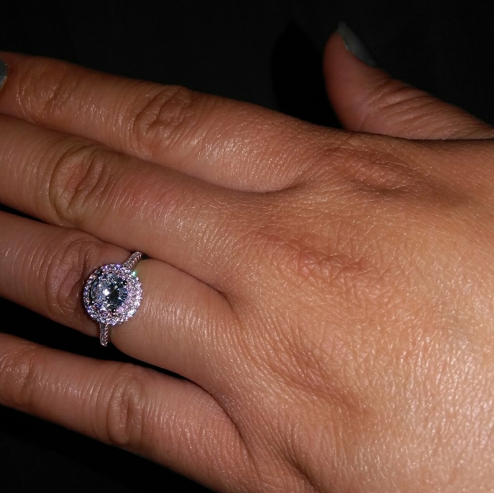 Wedding Engagement Ring Silver stamped 925 AAAA CZ